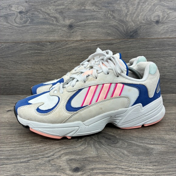 Adidas Yung 1 Mens Size 8 Cream White Pink Blue Running Shoes Sneakers BD7654 - Picture 1 of 10